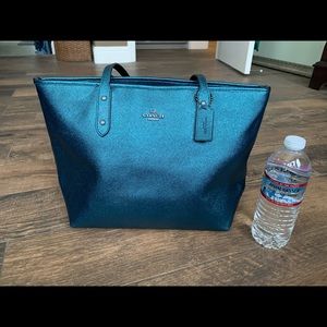 Coach Tote Purse Metallic Teal—GORGEOUS color